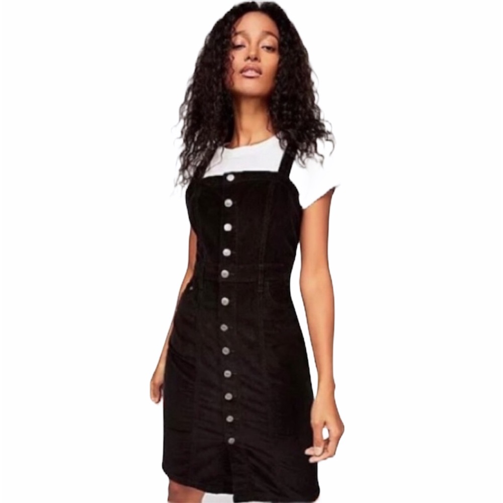 Free People Buttonfront Cord Mini Jumper Dress